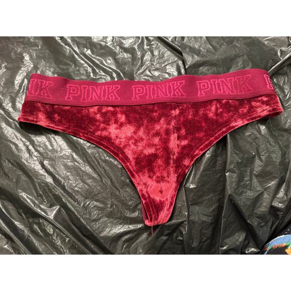 3 BRAND NEW CRUSHED VELVET PINK VICTORIA'S SECRET THONGS S - Picture 5 of 6